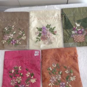 Embroidery Jewelry or Gift Bags Set of 5